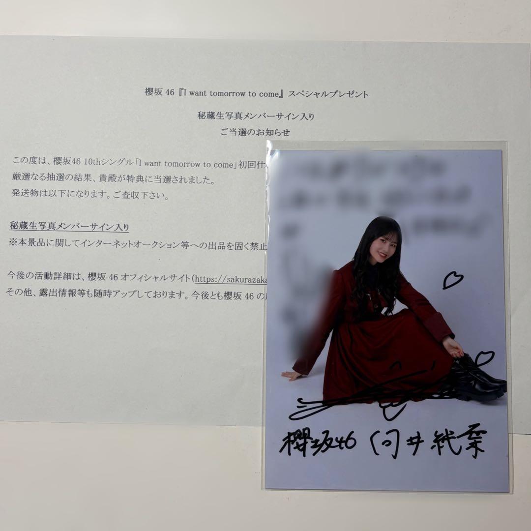 櫻坂46 向井純葉 秘蔵 直筆 生写真 IWTC