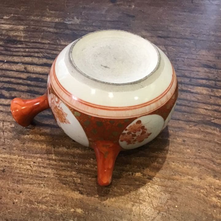 小野窯　赤絵細密画唐人急須　茶具　江戸時代　九谷焼