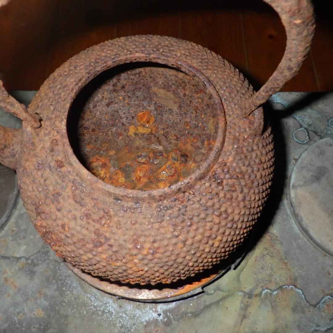 大正ロマン　酒燗器と鉄瓶付き　時代真鍮