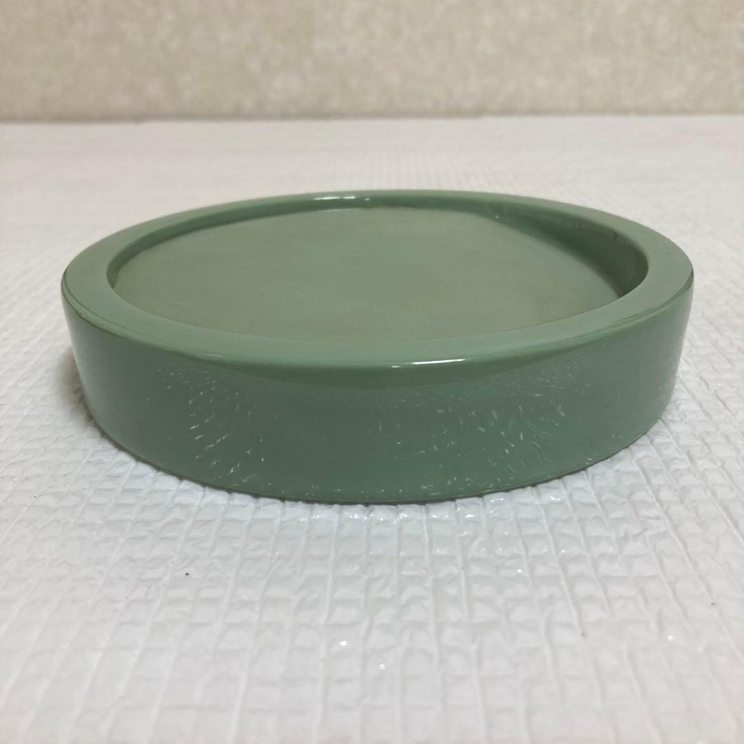 TS61 宮永東山 龍泉窯写 青磁硯 共箱 黄布 漆塗蓋付 伝統工芸 書道具