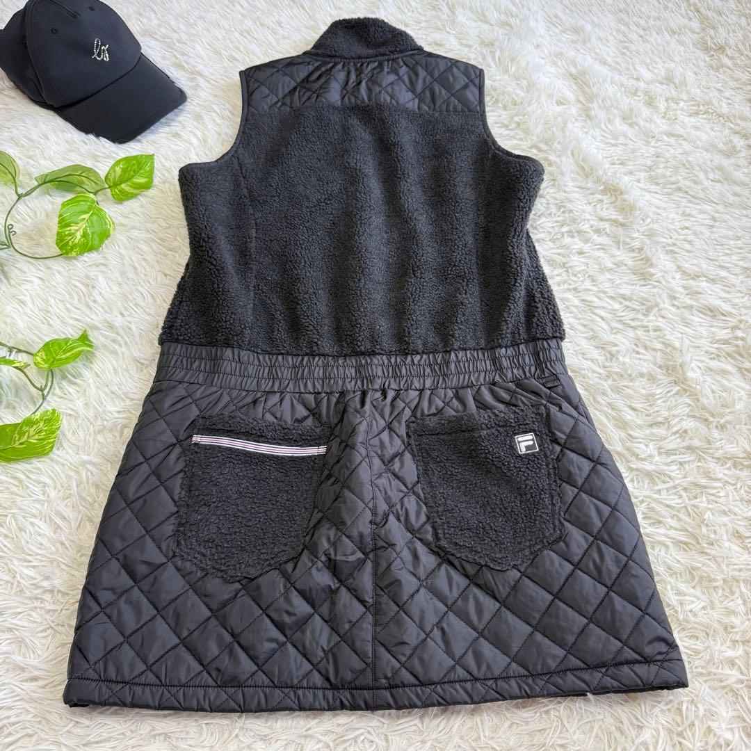 【フィラゴルフ】美品 ワンピース ボア キルティング ブラック L レディース