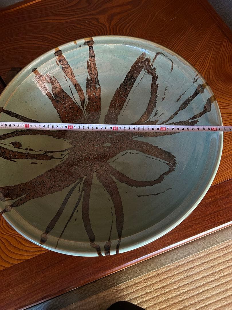 【一点モノ‼️】最高級　青柿流皿　大皿　飾り皿　インテリア　和室 花模様 絵皿