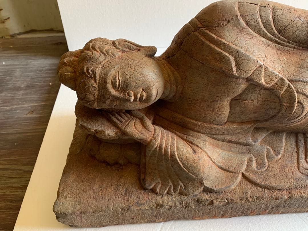 北魏時代 青石睡仏 青石細密彫 仏像 仏師手作り品 某寺院所蔵