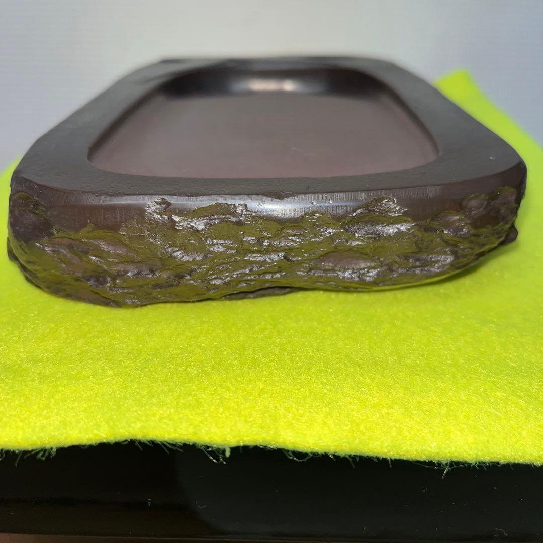 ⭕️赤間硯　昭竜山　笹竹彫刻　四六寸大　縁を手間掛け細かく打突