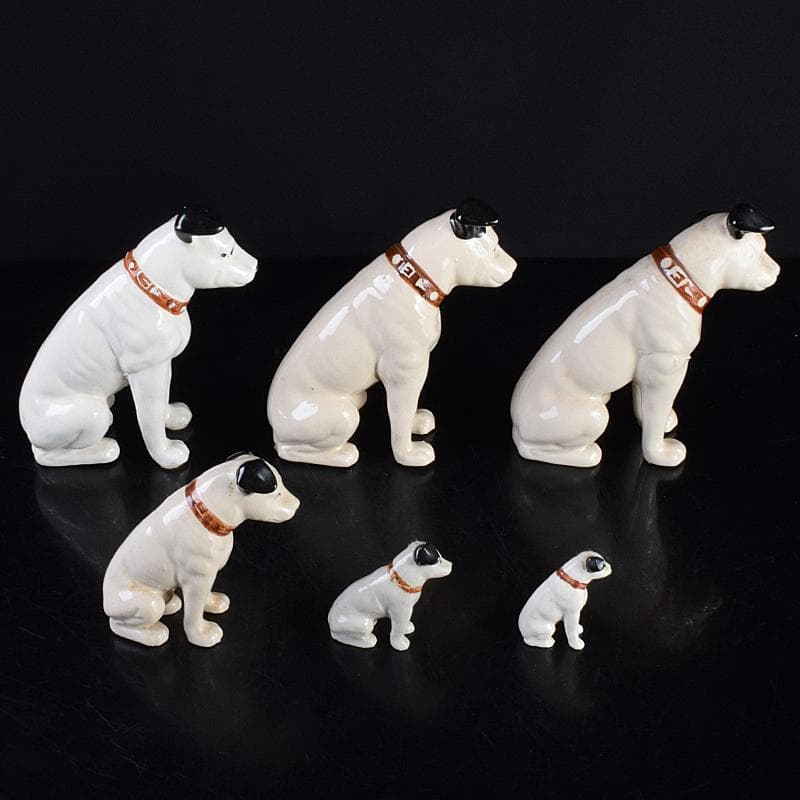 アンティーク　陶器製　ビクター犬　ニッパー君　大中小11点　M　R7698B