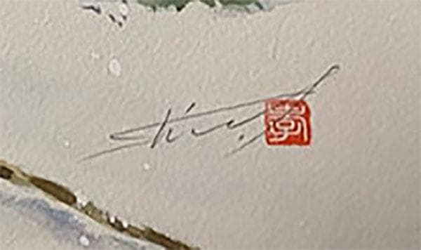 水彩アート「初雪」1点物、手描き、真筆