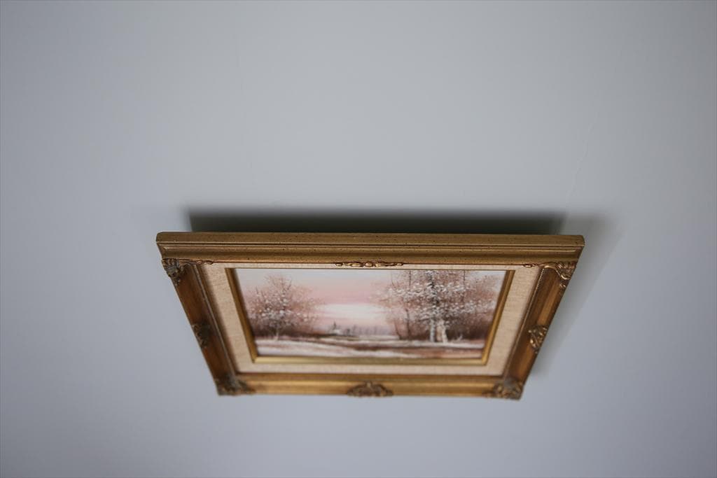 英国アンティークサイン入り肉筆絵画/風景画/油絵/西洋額絵/油彩(79-87-1
