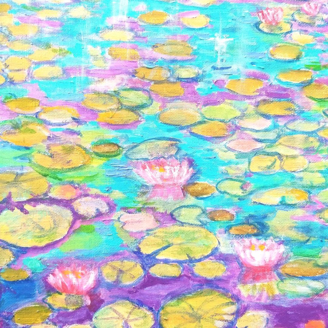 油絵　専用 神秘的な睡蓮池　大キャンバス