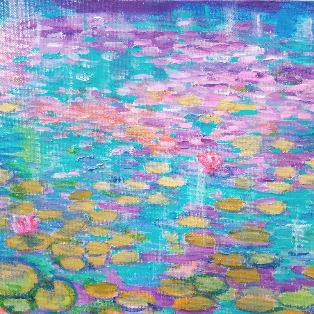 油絵　専用 神秘的な睡蓮池　大キャンバス