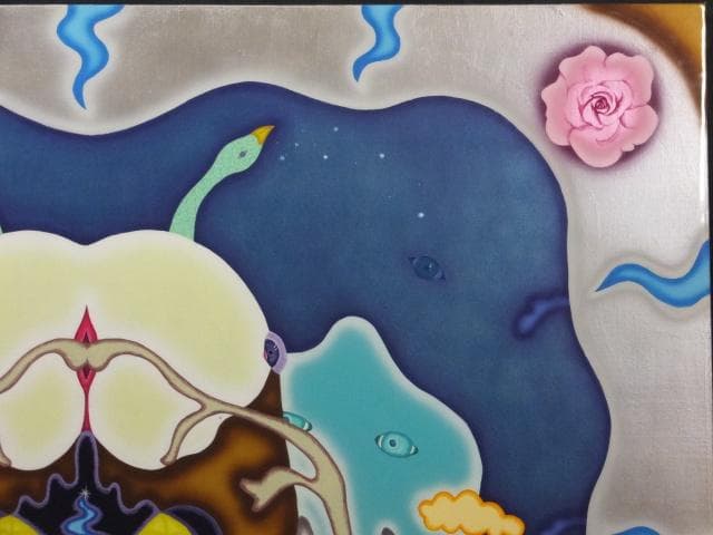 現代アート 山口聡一　直筆サイン『見たい夢は選べない』アクリル絵具 0718K