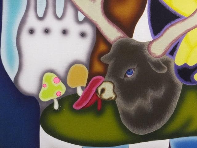 現代アート 山口聡一　直筆サイン『見たい夢は選べない』アクリル絵具 0718K