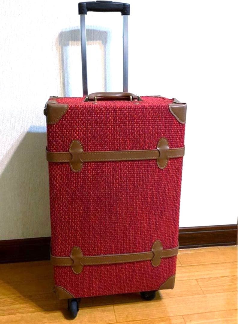 HANAism赤 可愛いトランク型キャリーケースキャリーバッグスーツケース中型M