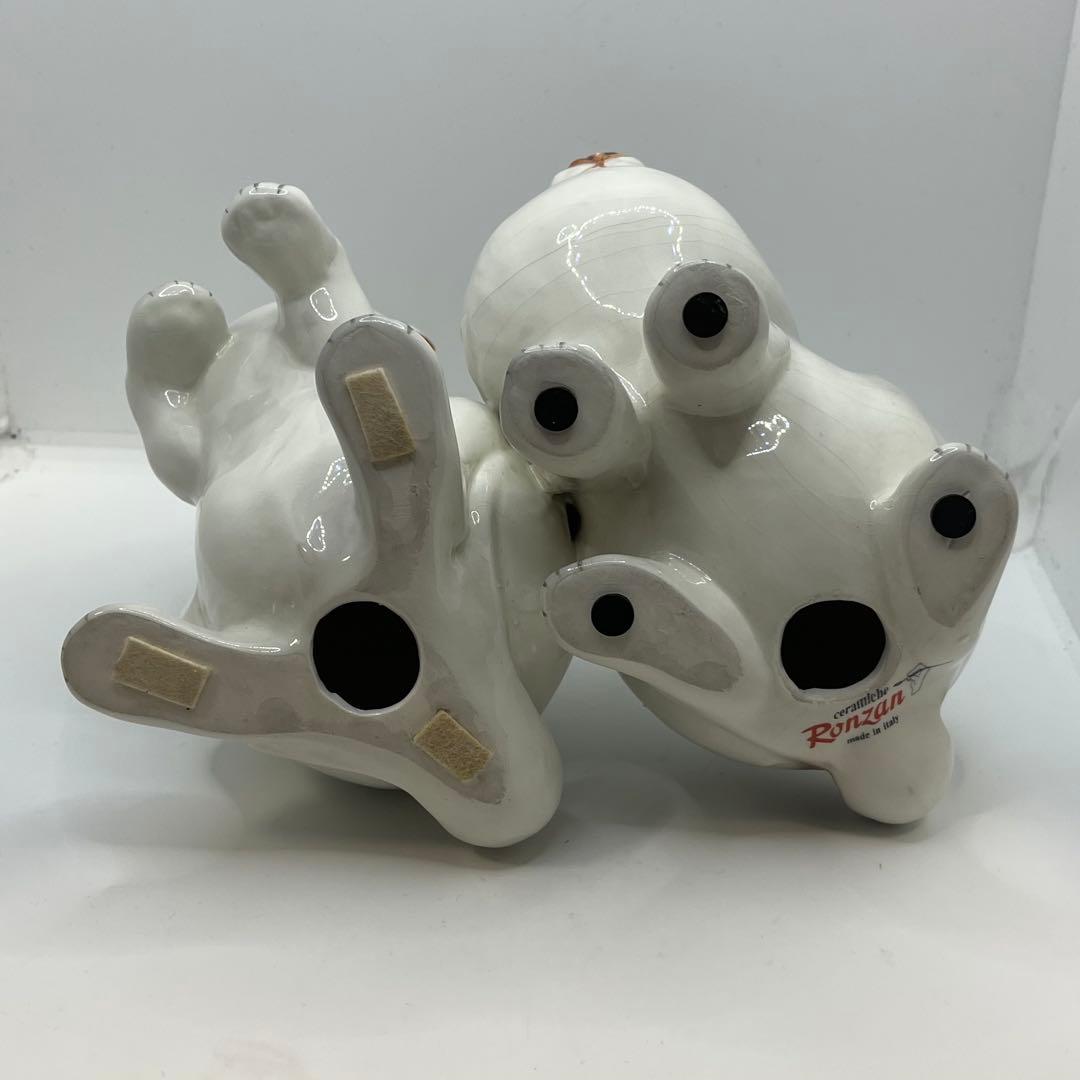 イタリア製　Ceramiche Ronzan うさぎ　2匹　陶器　置物　希少