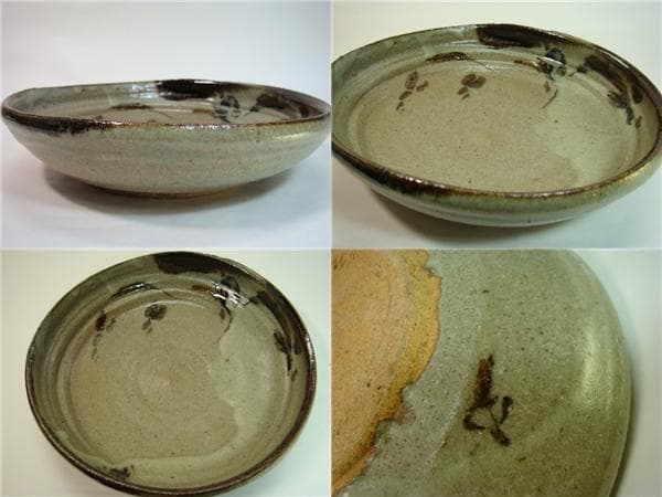 鉢■泥彩鉄絵鉢 浅鉢 桐共箱 共布 お茶菓子器 平鉢 深皿 作家物 古美術■