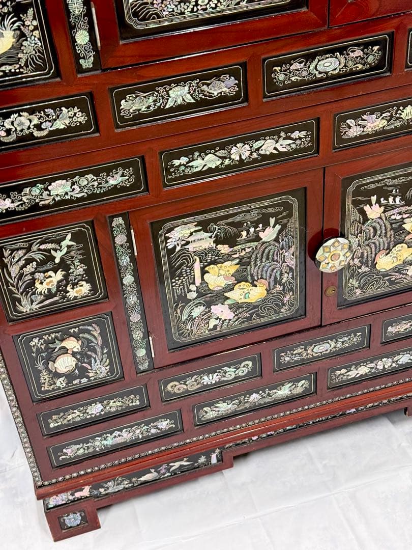 希少♪ 豪華 ラデン 近畿配達5千引 高級 釜山製 螺鈿 箪笥 タンス