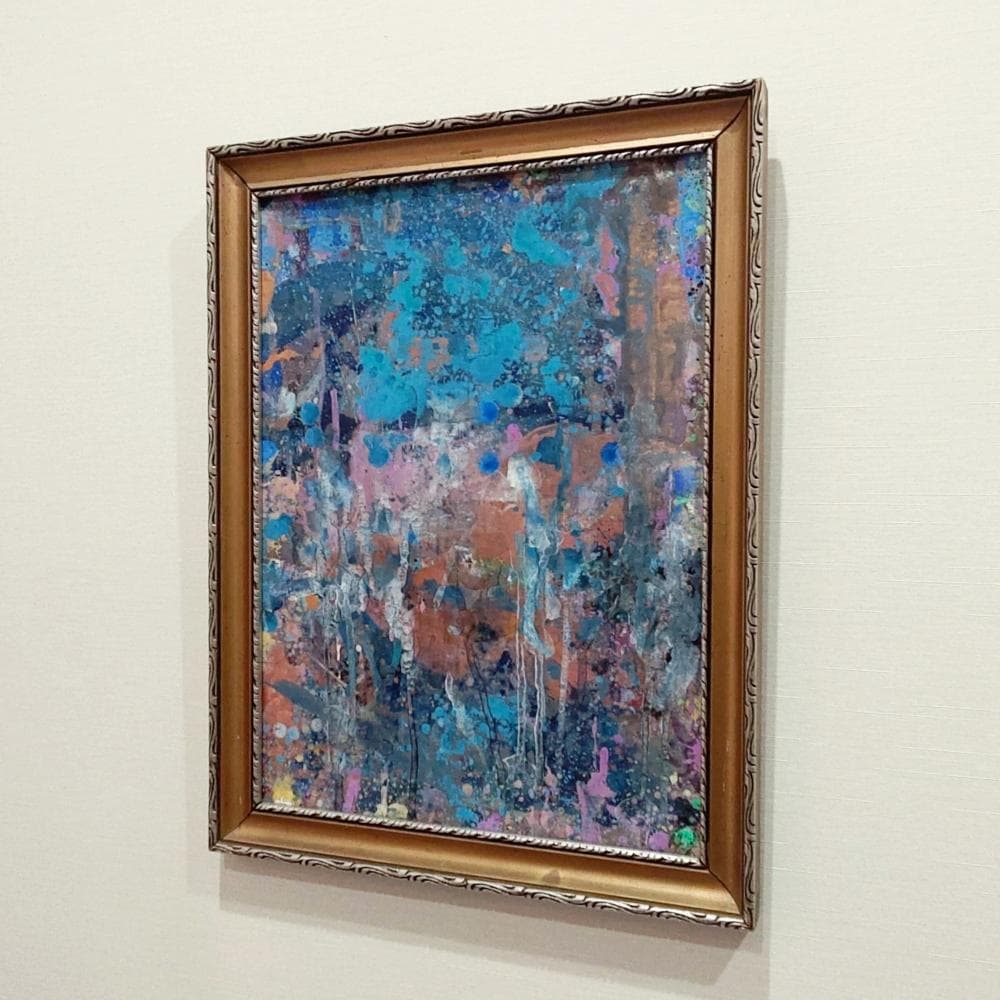 【最終価格】内野隆文　抽象画　絵画　現代アート　美術　アンティークフレーム　額縁