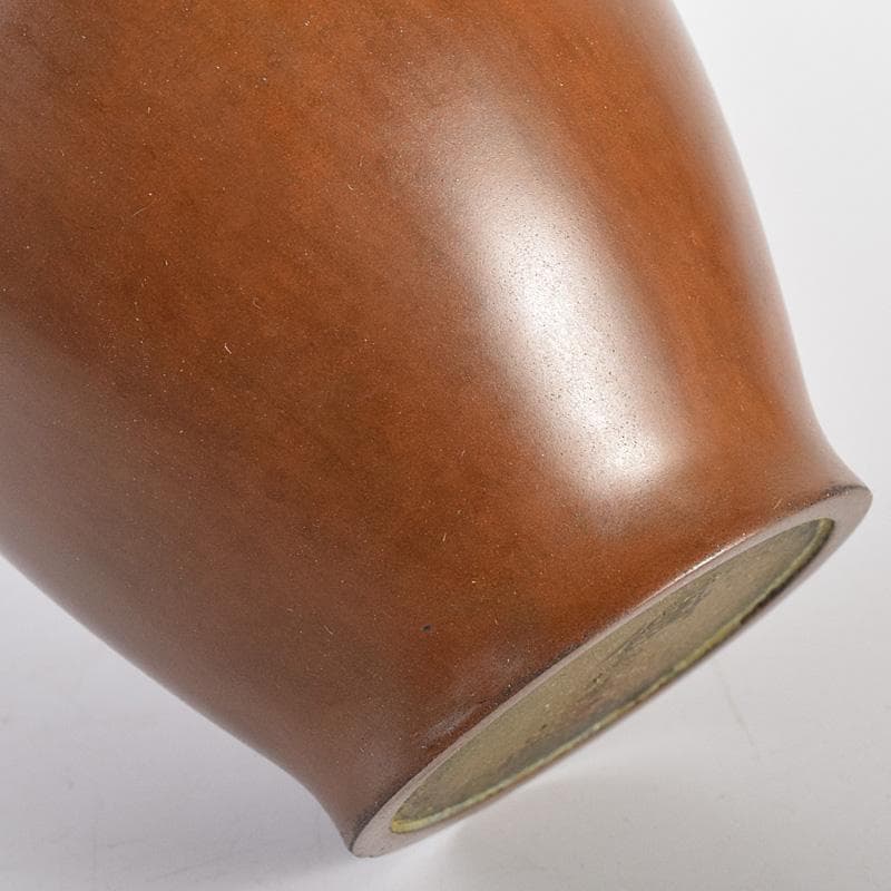 平安　秦蔵六造　青銅一枝瓶　鶴首瓶　共箱　D　R7766