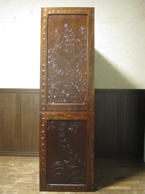 伝統工芸 軽井沢彫り 栃 無垢材 桜 彫刻 和箪笥/衣装箪笥/整理箪笥/着物箪笥