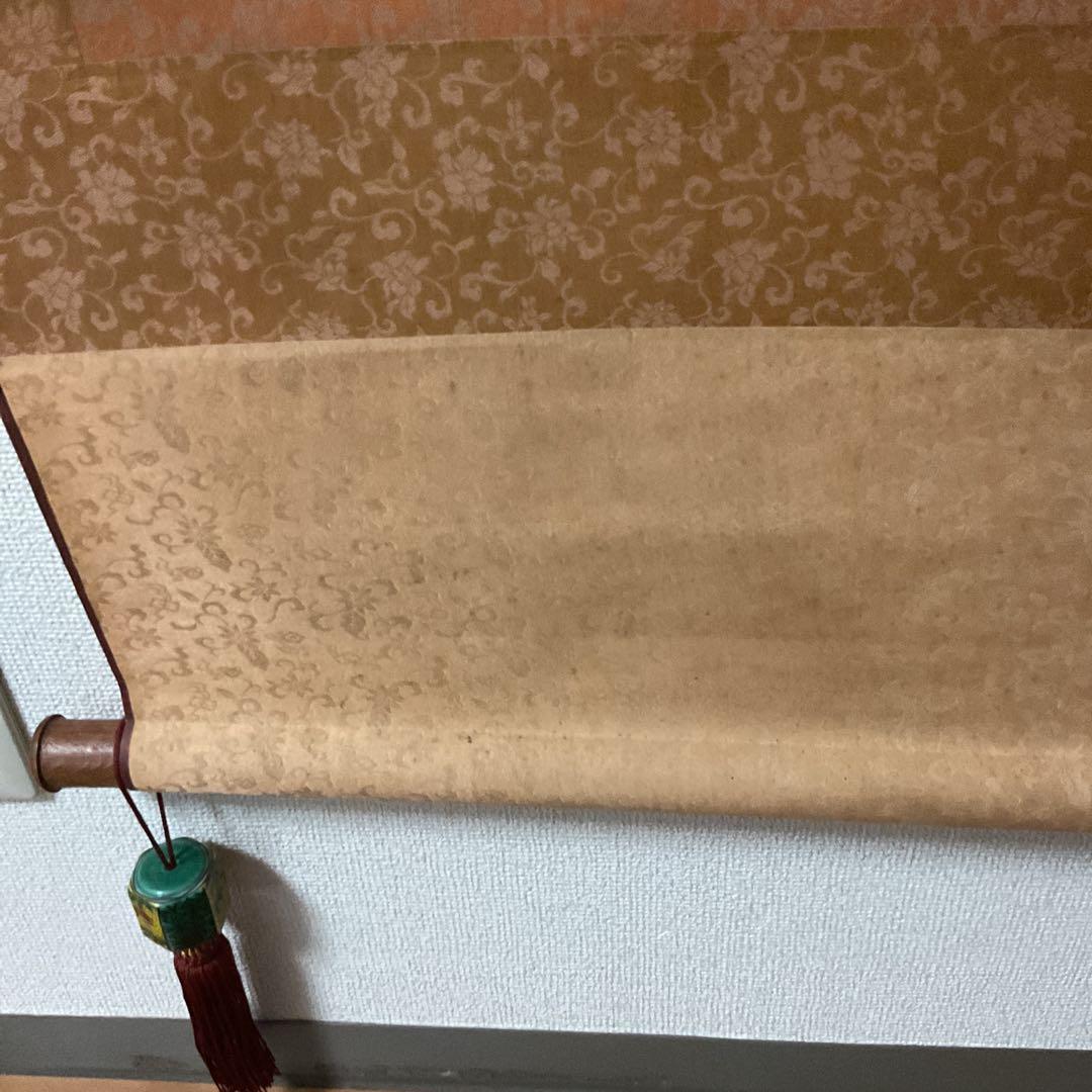 彩色画 絹本 作者不詳 花鳥画【牡丹に雀図】