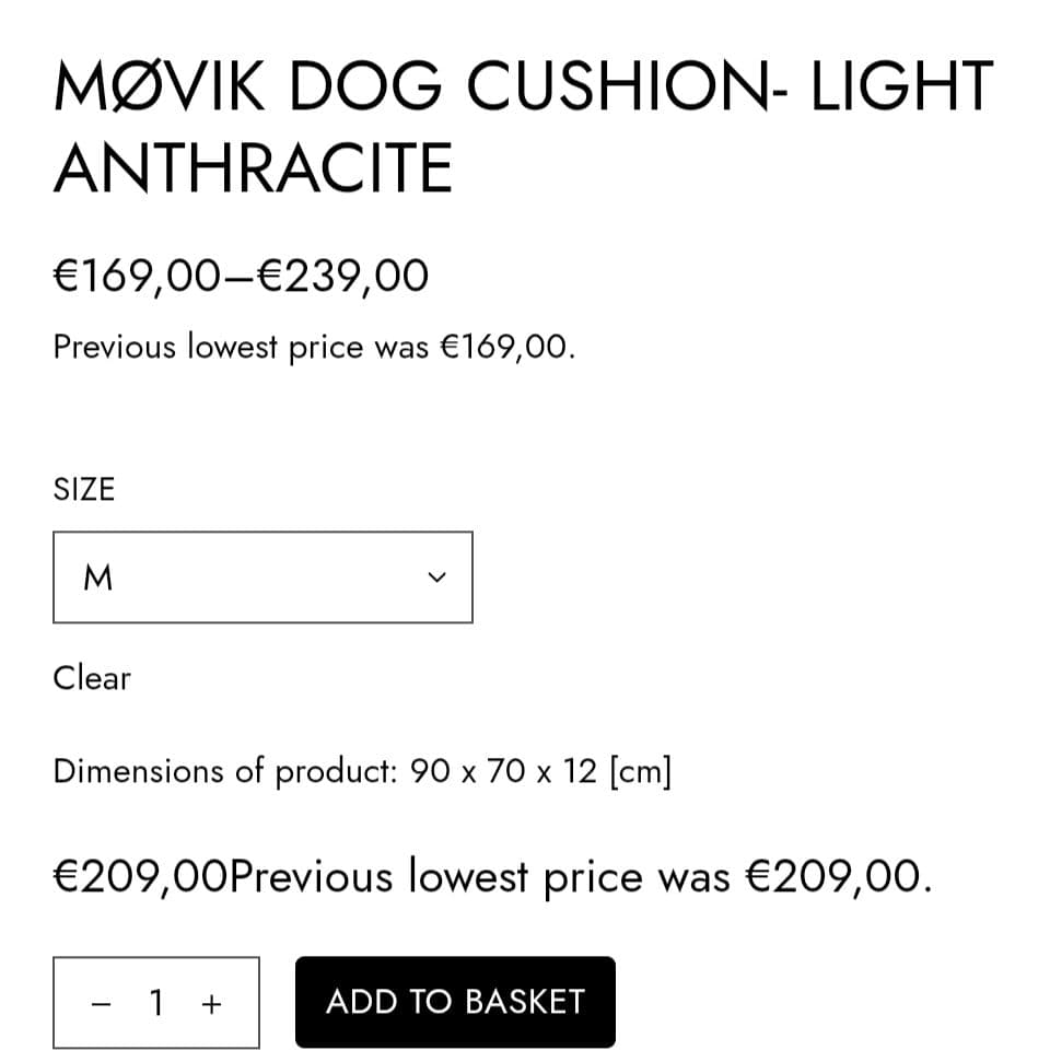 MØVIK 犬用クッション ライトアンスラサイト Mサイズ　大型犬