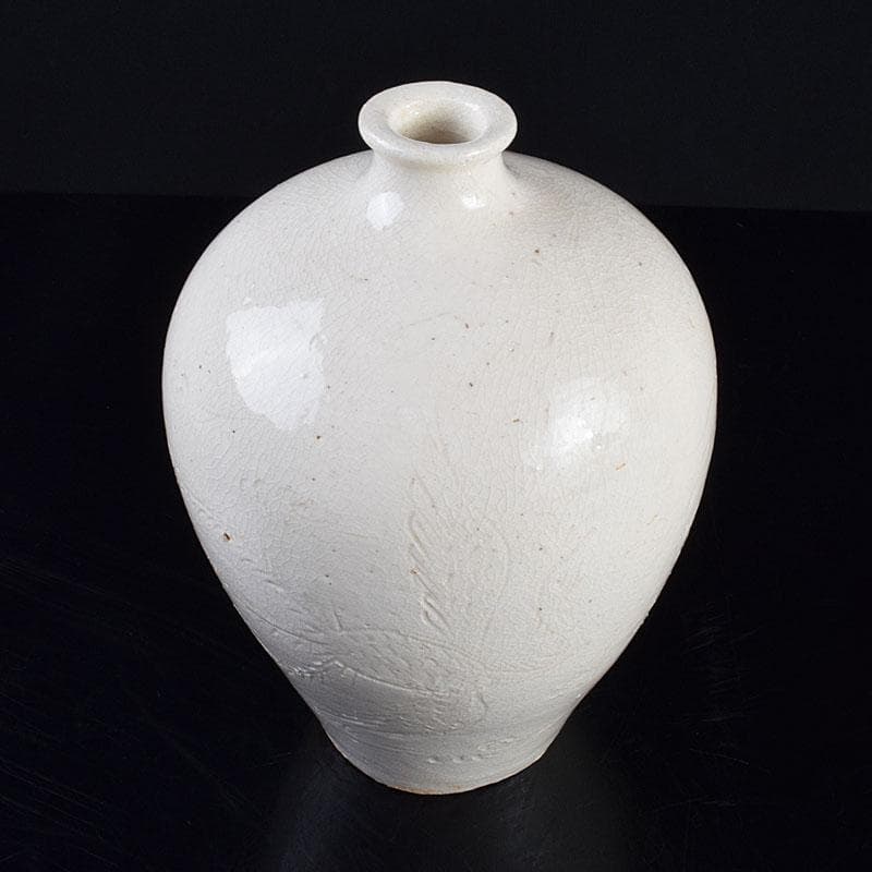 中国　定窯　白磁　刻神獣文　梅瓶　C　R9370