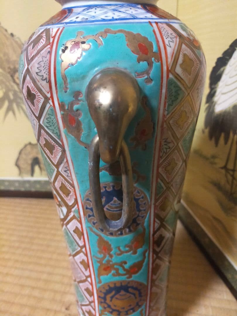 多色装飾の陶器花瓶 中国
