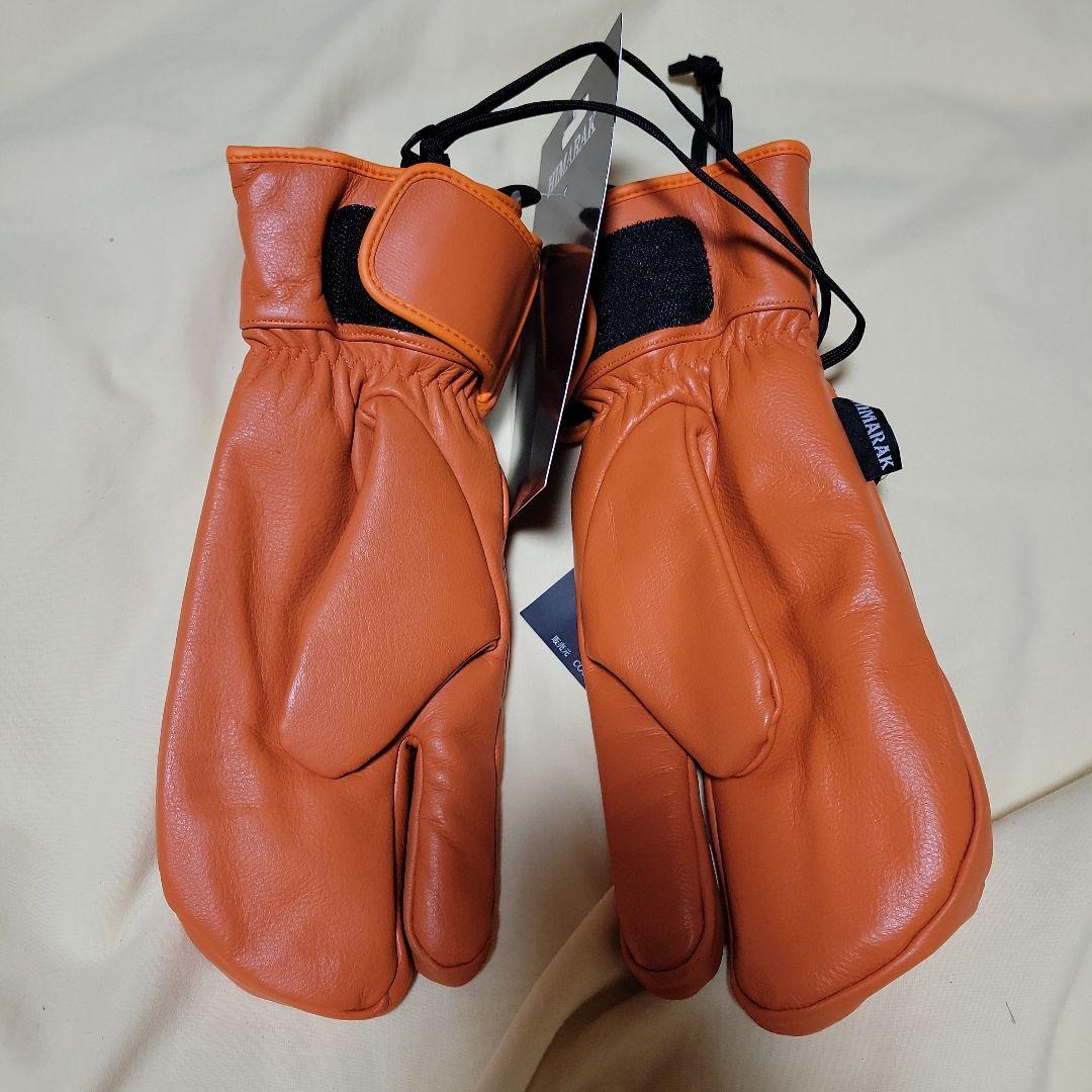 HIMARAK オレンジ レザー ミトングローブ
