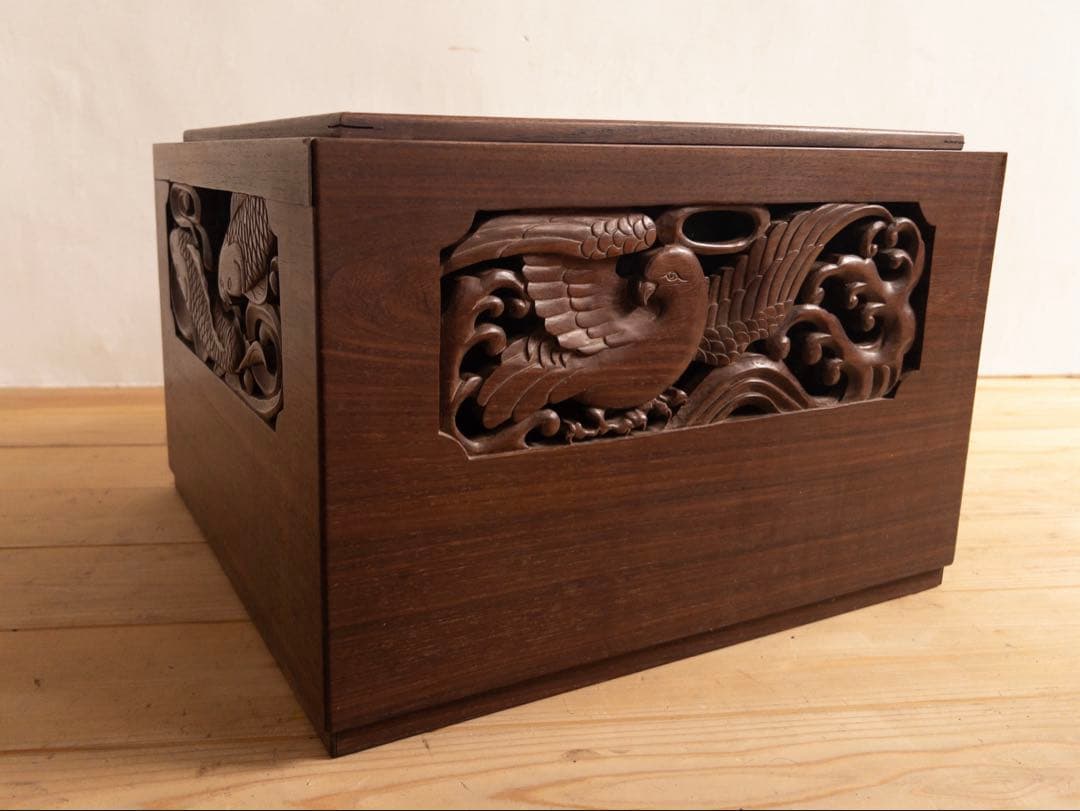 茶釜　置炉　火鉢　木彫　無垢　セット　骨董　時代もの　古道具　アンティーク