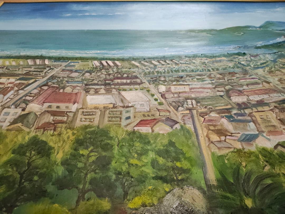 【送料込】F50号 額縁＆油彩画「日向灘」セット 公募展搬入用 裏板なし