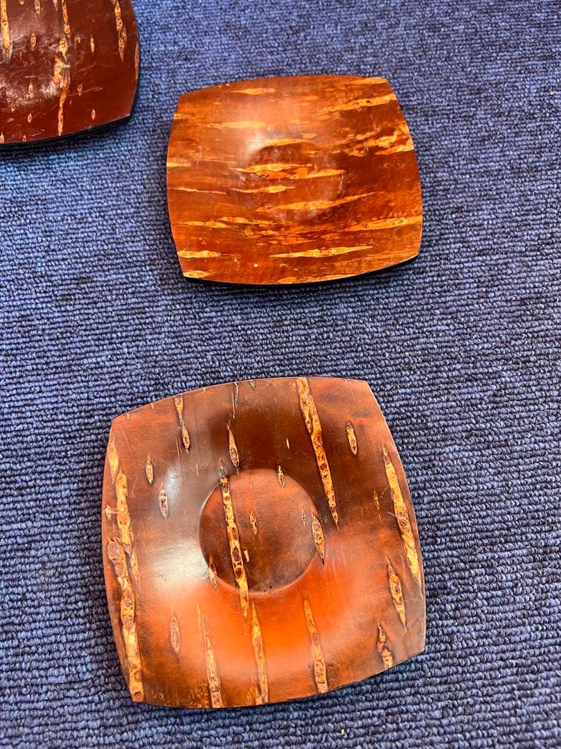 1245 桜皮細工　茶托　5客　伝統工芸品　未使用