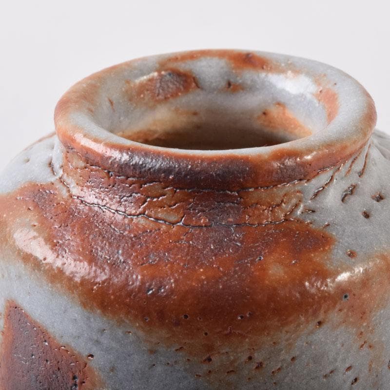 茶道具　鼠志野　林英仁作　茶入　仕覆2点付　共箱　V　7452