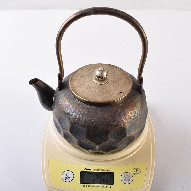 煎茶道具　いぶし銀　槌目　銀瓶　湯沸　急須　重さ約262g　C　8043