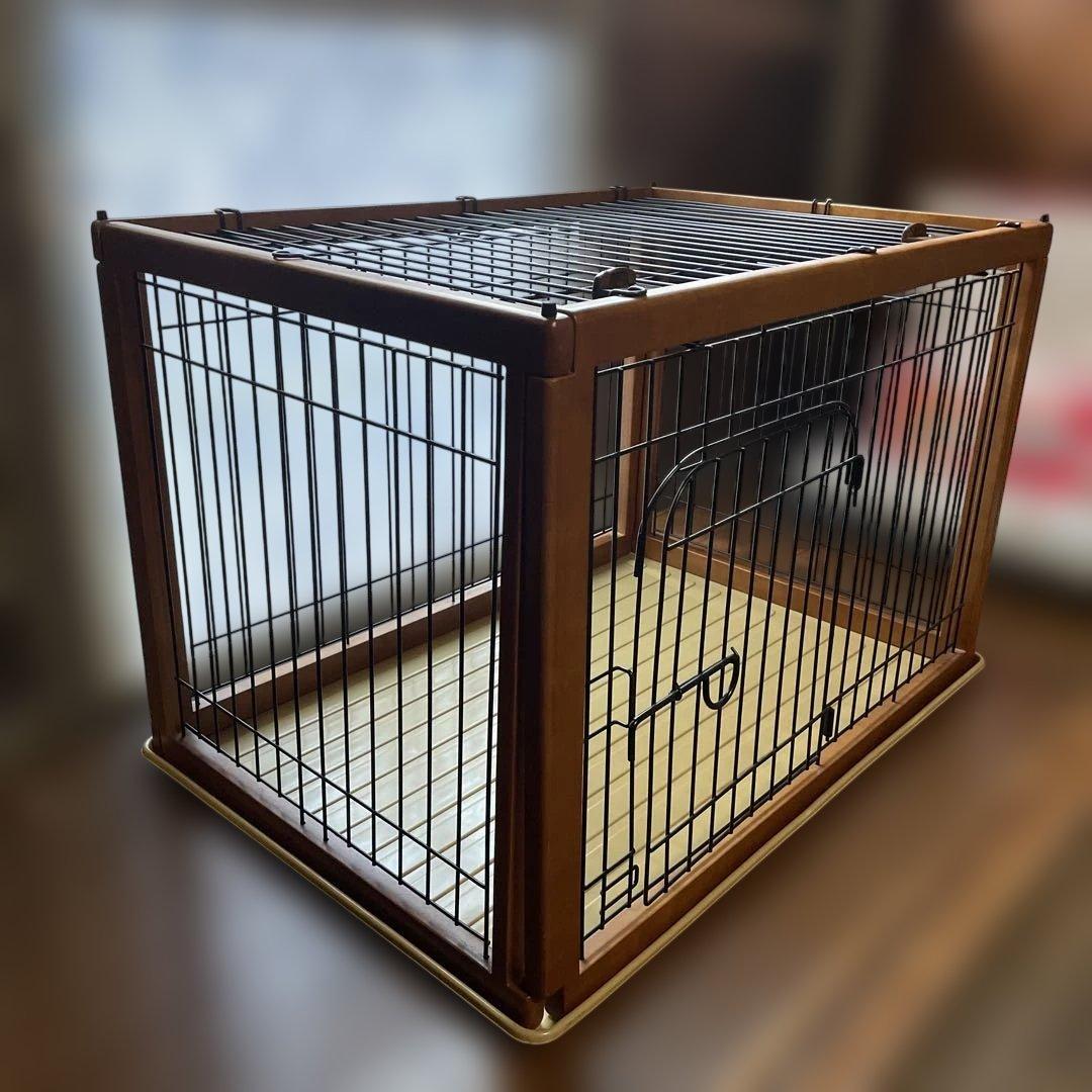 犬用ケージ 小型犬中型犬用 ブラウン　天然木　組み立て簡単　重厚