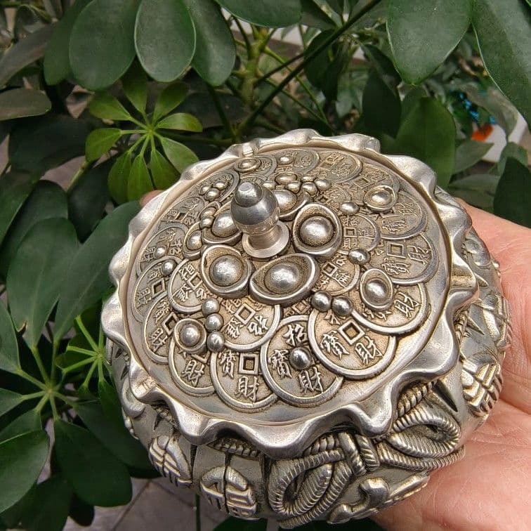 銅 細工 金銀満倉銭袋貯蔵タンク 工芸品 美術品 置物