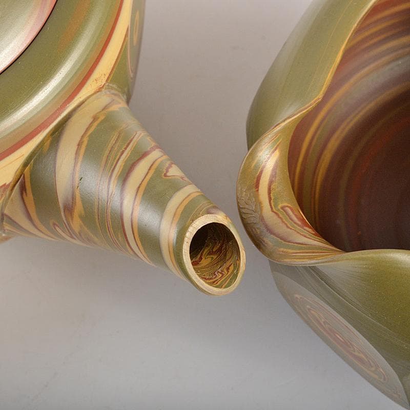 煎茶道具　常滑焼　小西洋平作　練込　茶器揃　共布共箱　D　R7511