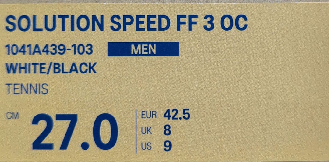 新品　ASICS SOLUTION SPEED FF 3 OC 27.0cm