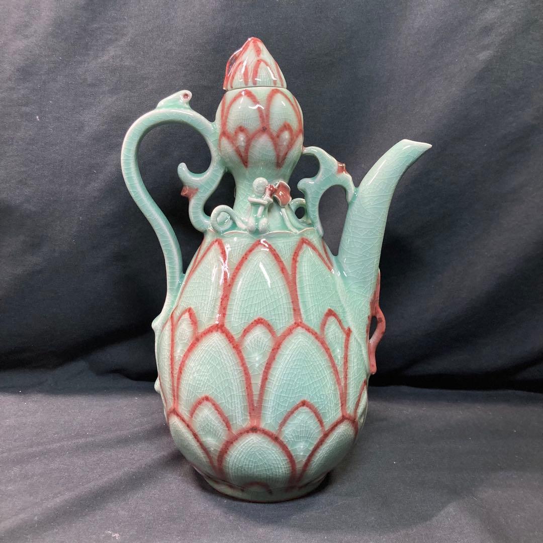 【美品】 青磁 水差し韓国陶窯 東谷 金正黙 高麗青磁