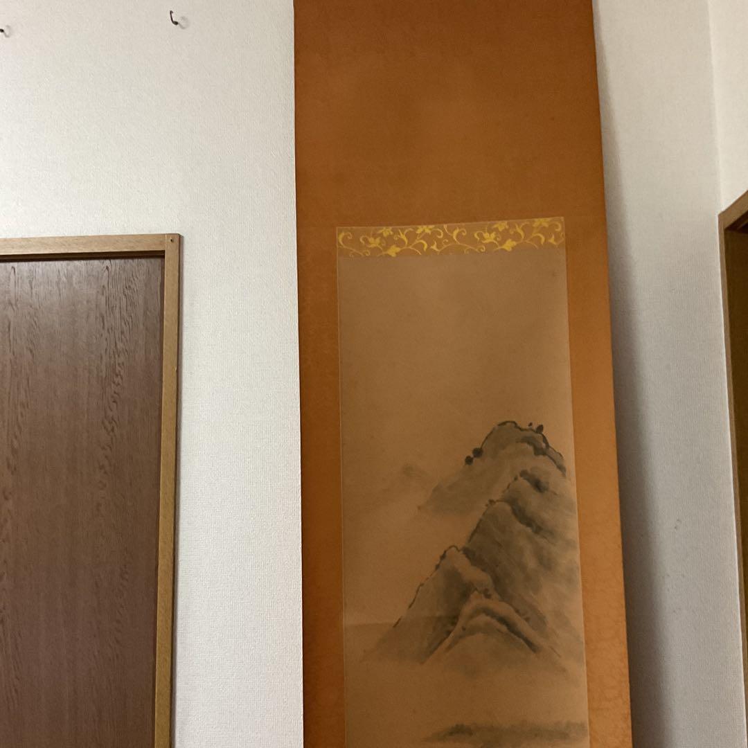 絹本水墨山水図 【南画】 八十八翁の在名 落款印譜在 作者不詳