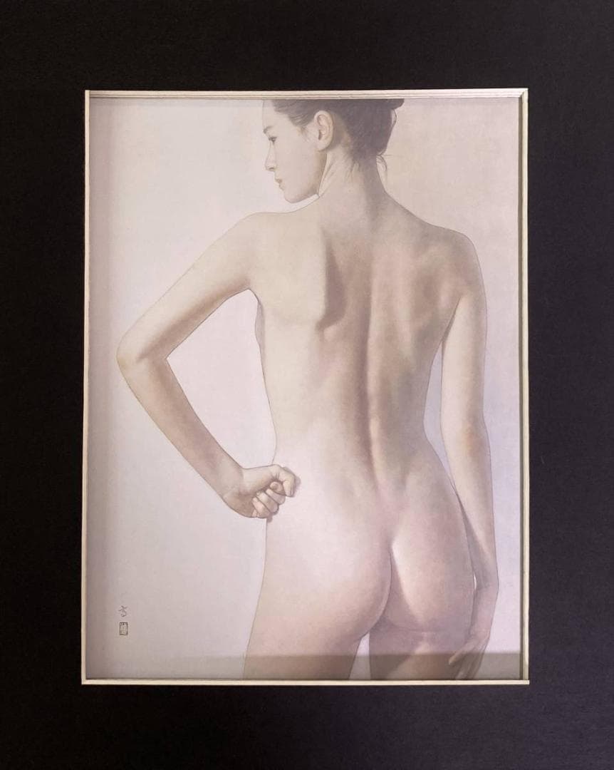 高塚省吾、【月のように風もなく】、希少な額装用画集画、新品高級額 額装付