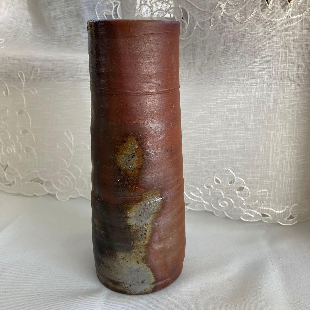 藤原雄作　人間国宝　備前焼　花入　　共箱