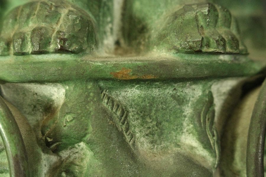 青銅 四獅子 ライオン 像 高31.3cm(A367)