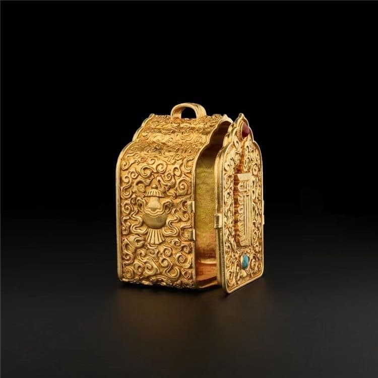 銅 細工 小さな仏壇 工芸品 美術品 置物