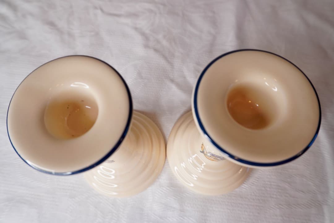 イギリス ヴィンテージ 陶器のキャンドルスタンド ペア