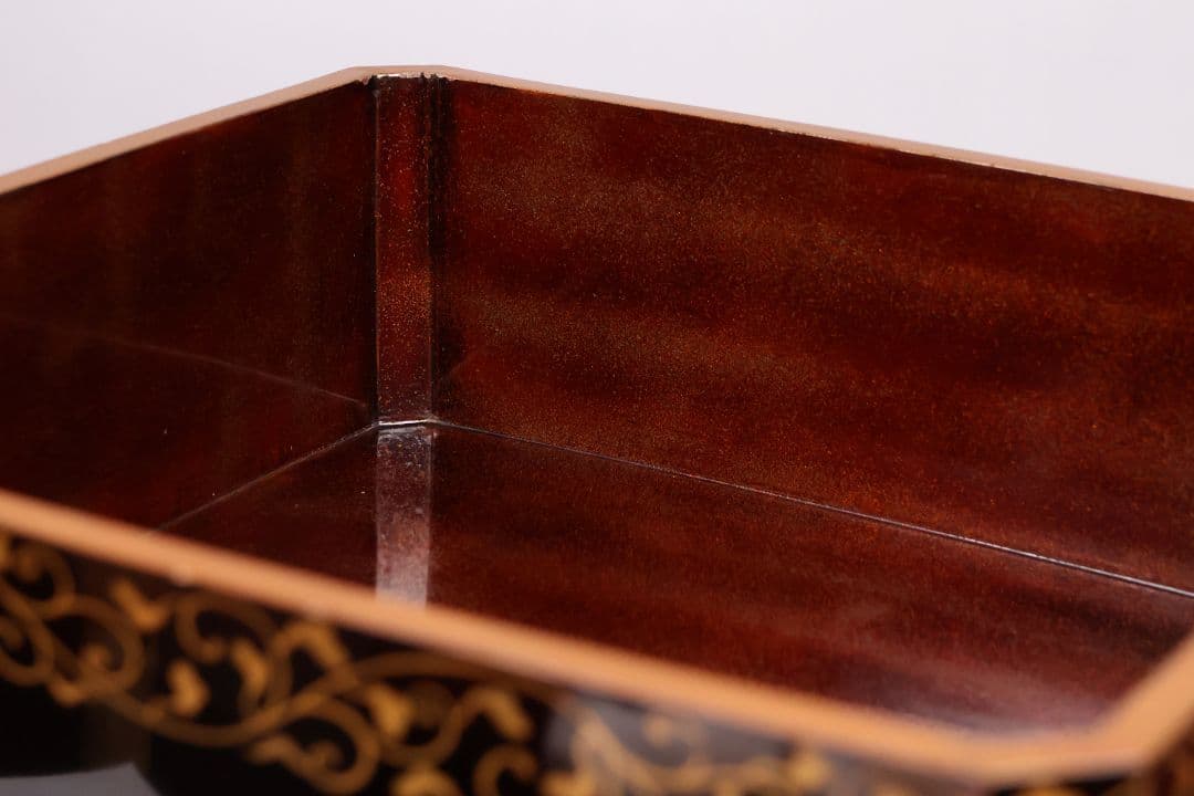 【MA699】加賀蒔絵 饅羹重 内梨地 花車 金蒔絵 木製漆器 饅頭箱 菓子器