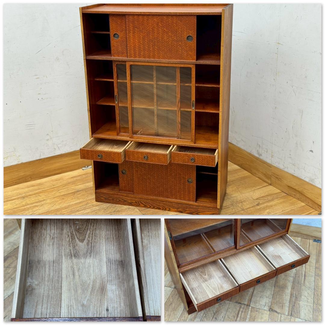 H1513☆美品☆棚　和家具　茶棚　和箪笥　昭和レトロ　食器棚　水屋箪笥　和風