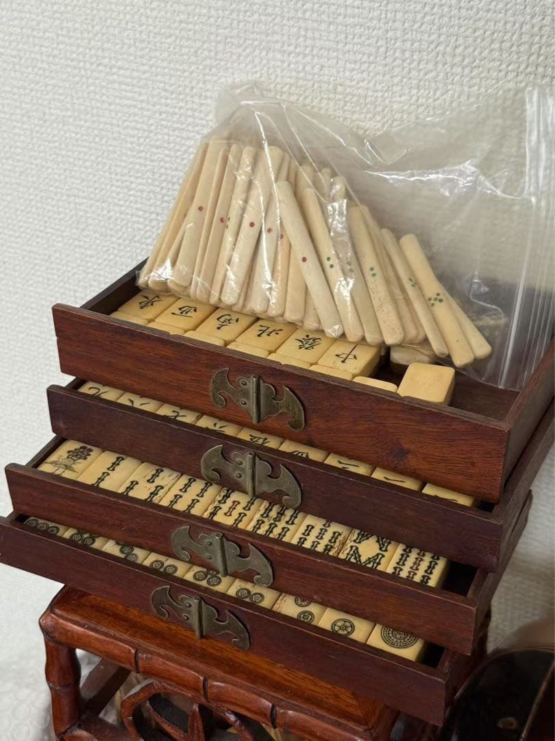 中国竹嵌骨牌 背竹牌 麻雀牌 現壯品 骨董 年代物