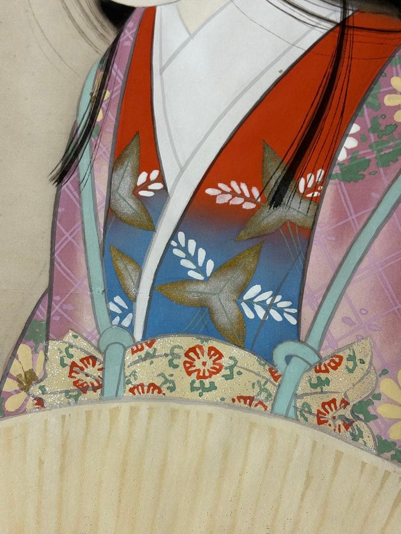 松井桜塘　日本画 絵画 人物画 美人画 額装