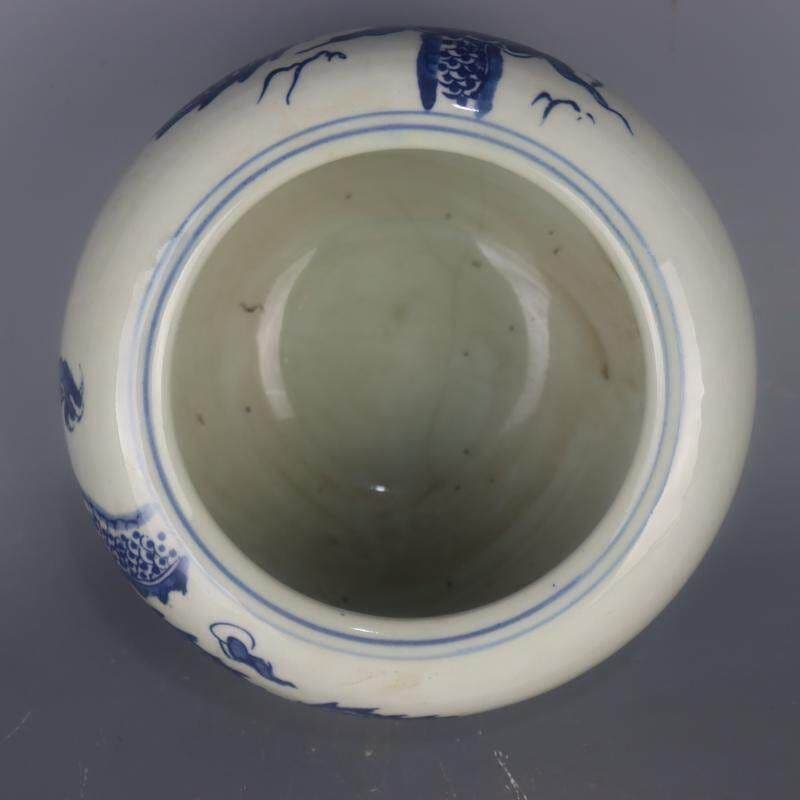 青花過墻竜紋水洗 書道具 文房具 現代工芸品美術品 置物
