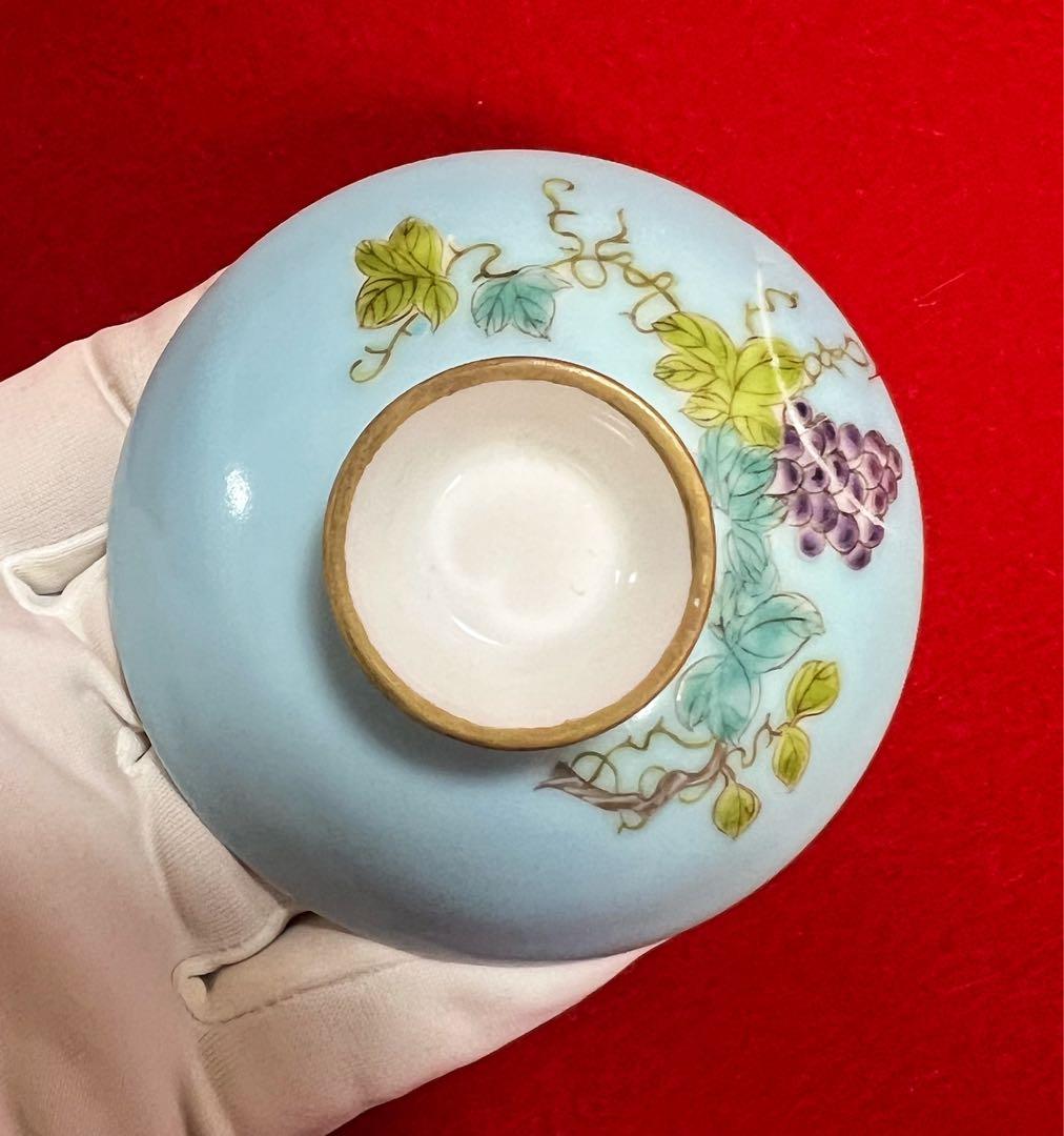 中国美術 古玩 葡萄紋樣 蓋碗 茶碗 慎德堂製　茶道具