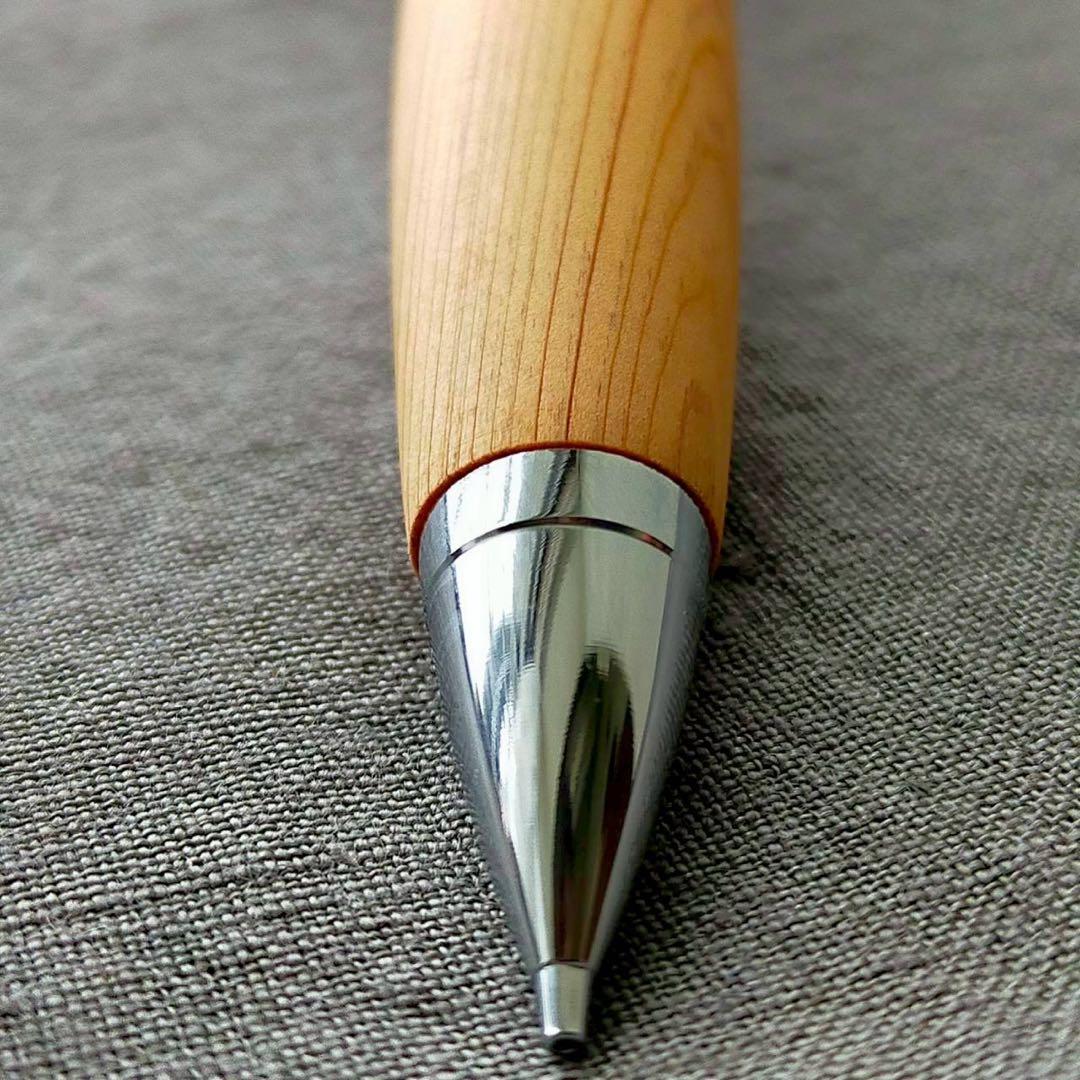 伊勢神宮　檜　ハンドメイド　木軸シャープペン　0.5mm　天然木　シルバー